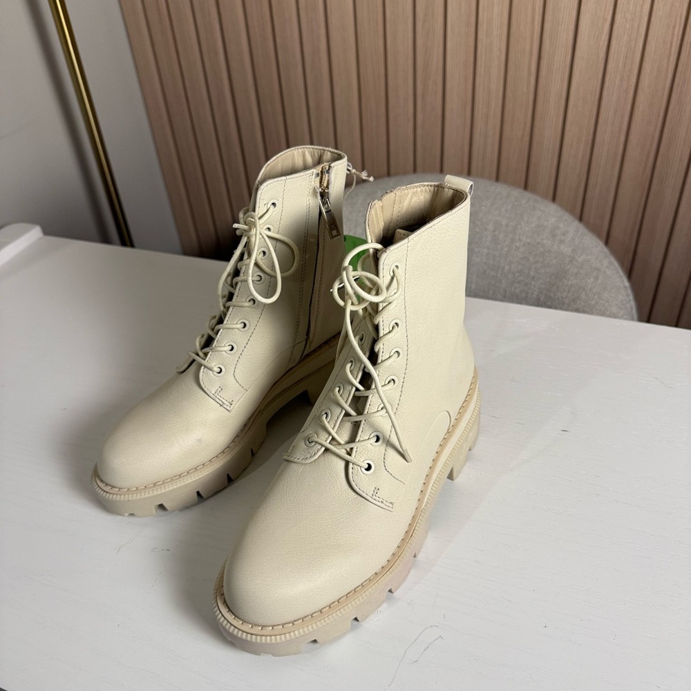 San Edelma  Cream Lace-Up Boots